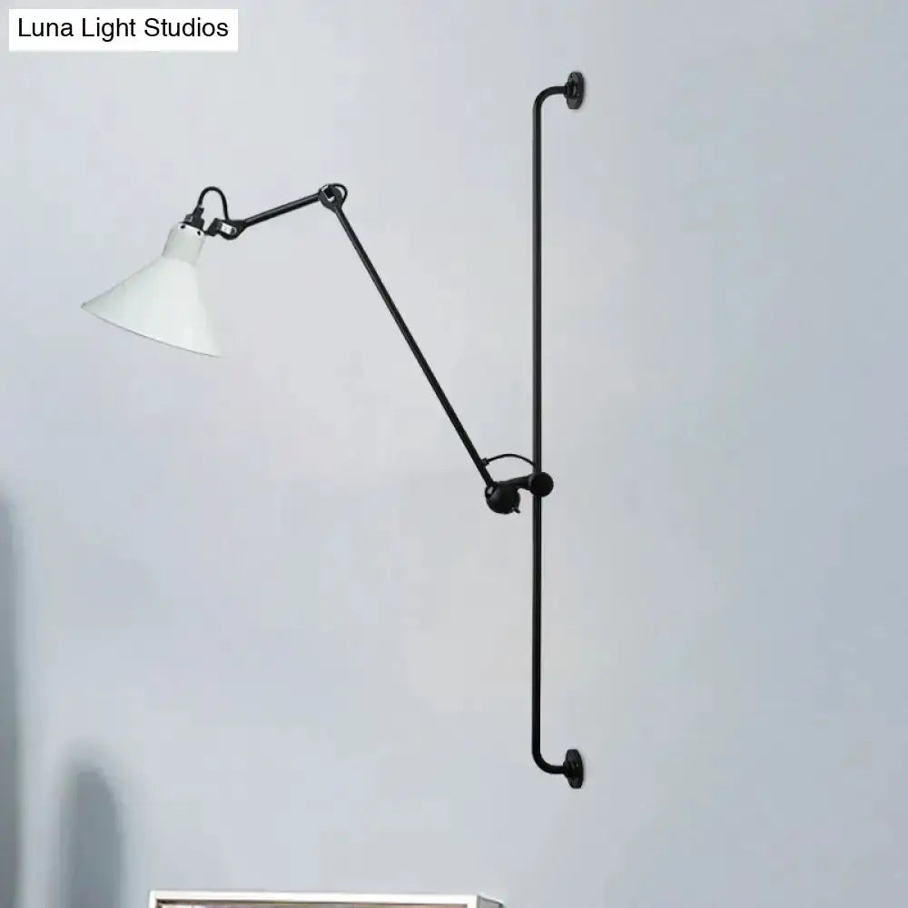 Articulated wall lamp black metal with white shade Decorbites direct wired on Tampa Home & Garden Store