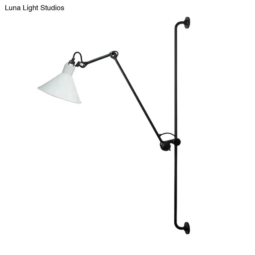 Decorbites modern black and white articulated bedroom wall lamp with white shade direct wired on Tampa Home & Garden Store