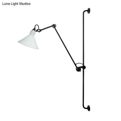 Decorbites modern black and white articulated bedroom wall lamp with white shade direct wired on Tampa Home & Garden Store