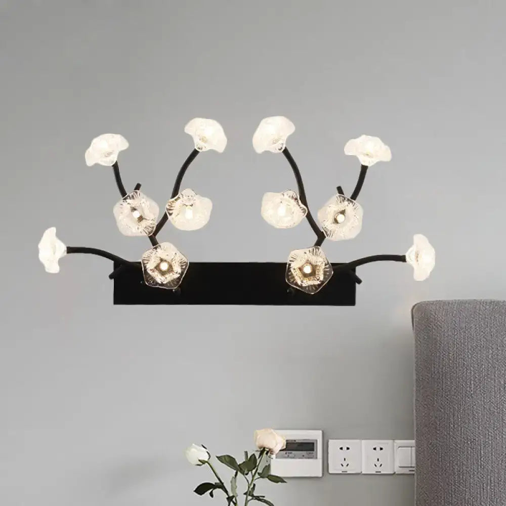Black Blossom Glass Wall Light by Decorbites; black metal branches with glass blossoms on Tampa Home & Garden Store