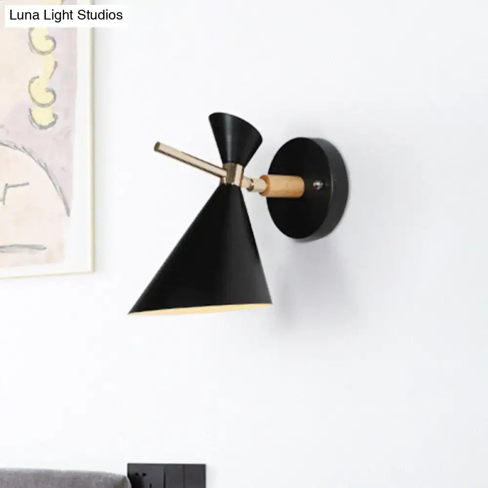 Black Angle Wall Sconce with brass arm and black cone shade, wall mount by Decorbites on Tampa Home & Garden Store
