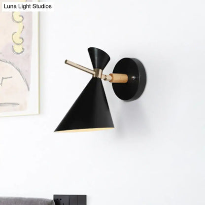 Black Angle Wall Sconce with brass arm and black cone shade, wall mount by Decorbites on Tampa Home & Garden Store