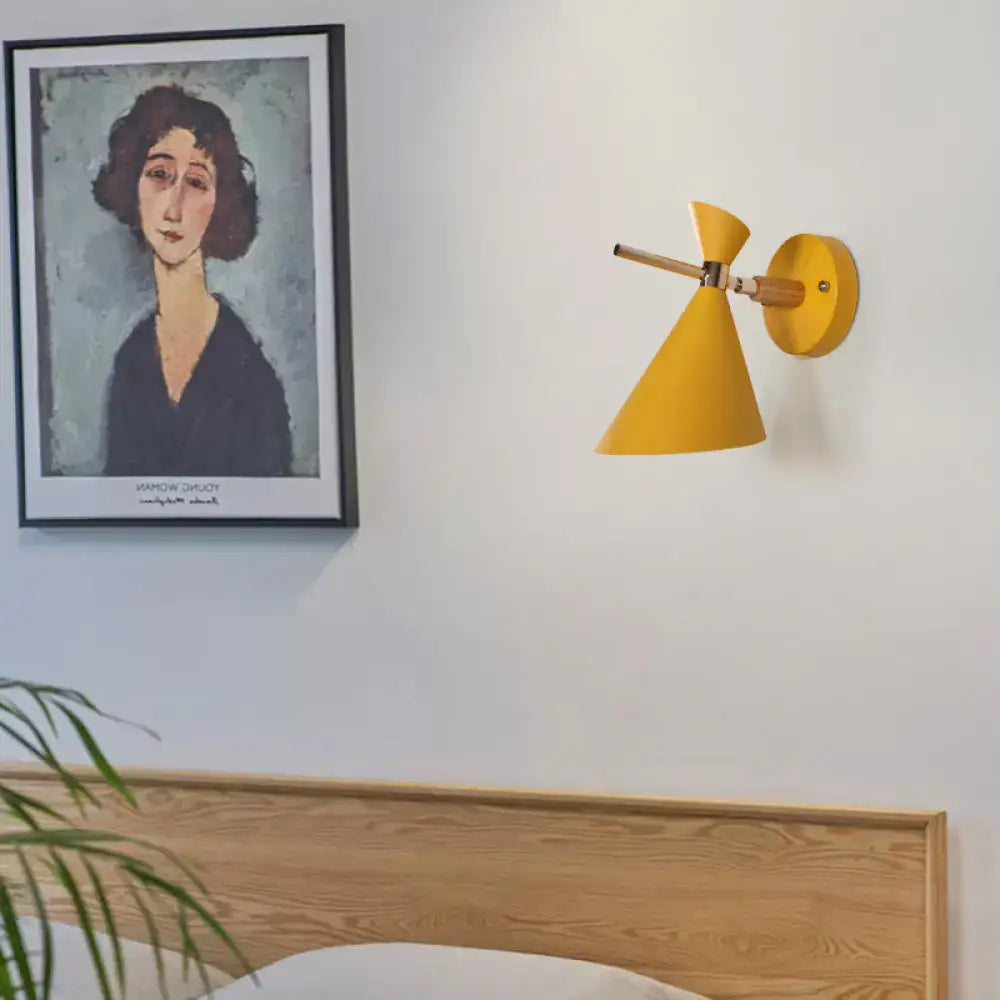 Black angle wall sconce with yellow cone shade by Decorbites, home lighting on Tampa Home & Garden Store