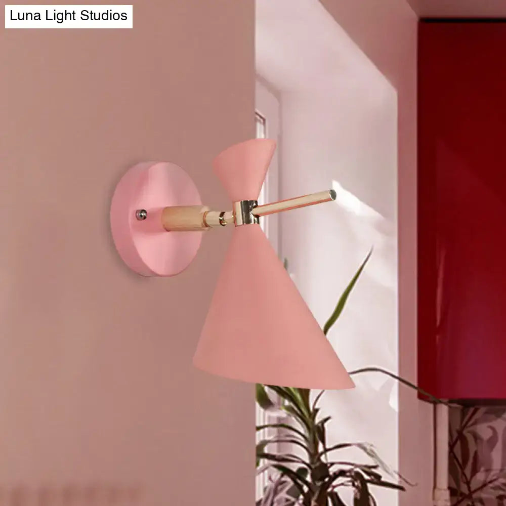 Pink angle wall sconce with wooden arm and metal fittings Decorbites on Tampa Home & Garden Store