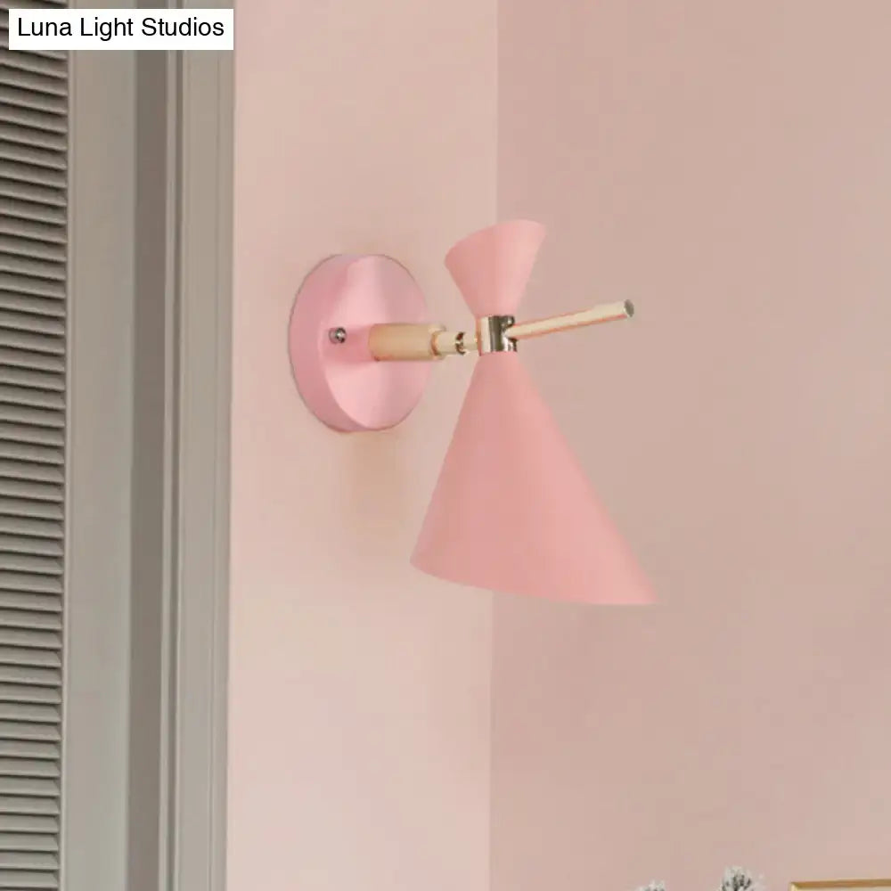 Black Angle Wall Sconce with pink shade mounted on pink wall Decorbites on Tampa Home & Garden Store