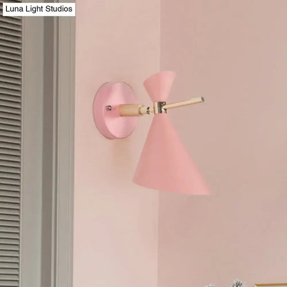 Black Angle Wall Sconce with pink shade mounted on pink wall Decorbites on Tampa Home & Garden Store