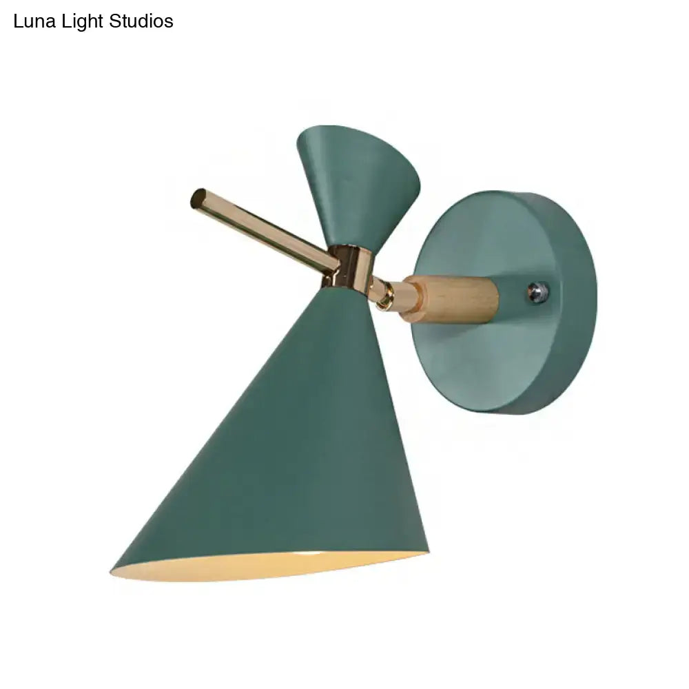 Black Angle Wall Sconce by Decorbites, teal shade with brass accents and round backplate on Tampa Home & Garden Store