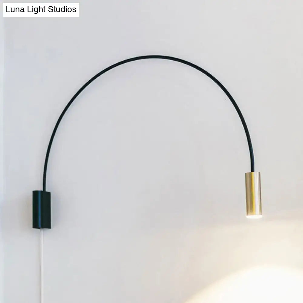 Black Arched LED Wall Light by Decorbites with black arc and brass end canister wall mount on Tampa Home & Garden Store