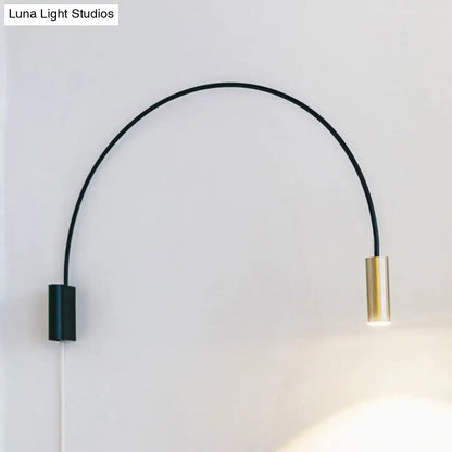 Black Arched LED Wall Light by Decorbites with black arc and brass end canister wall mount on Tampa Home & Garden Store