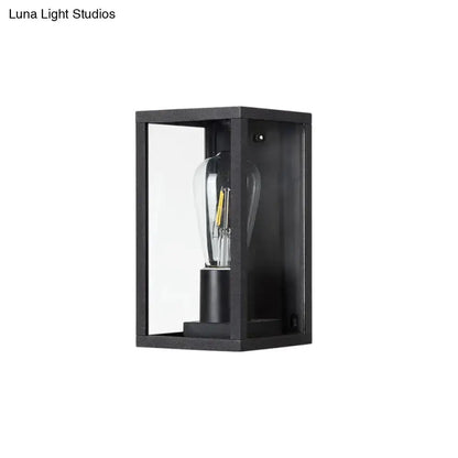 Modern black box patio wall sconce with clear glass panels outdoor lighting by Decorbites on Tampa Home & Garden Store