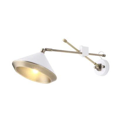 Black Brass Arm Wall Sconce with white shade and brass arms by Decorbites on Tampa Home & Garden Store