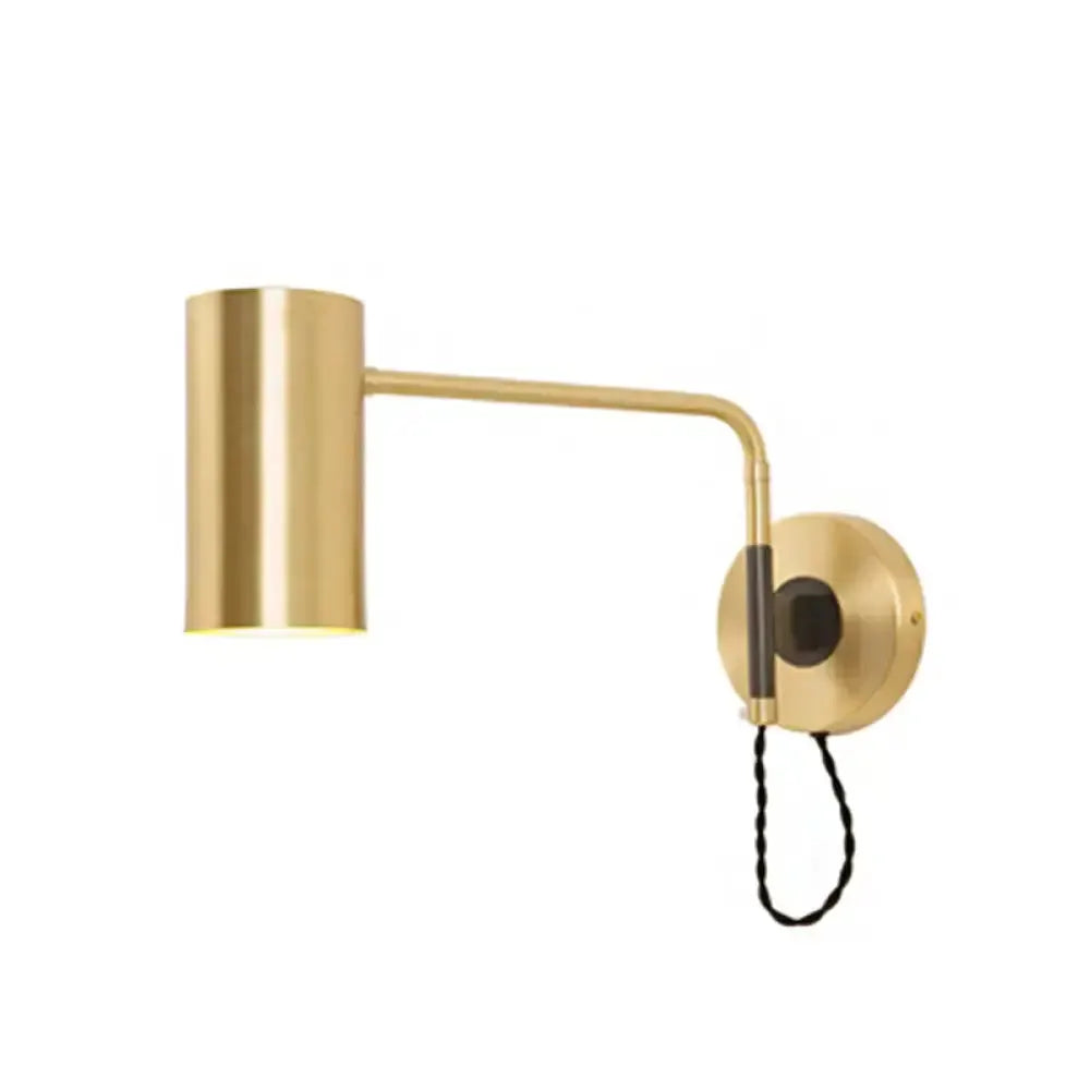Modern Black and Brass Curved Arm Wall Lamp