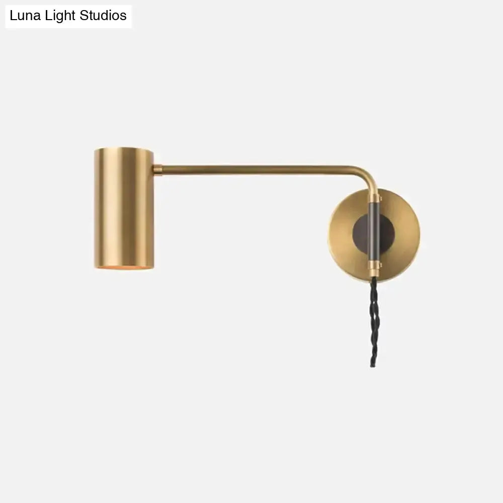Modern Black and Brass Curved Arm Wall Lamp