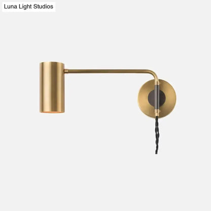 Modern Black and Brass Curved Arm Wall Lamp