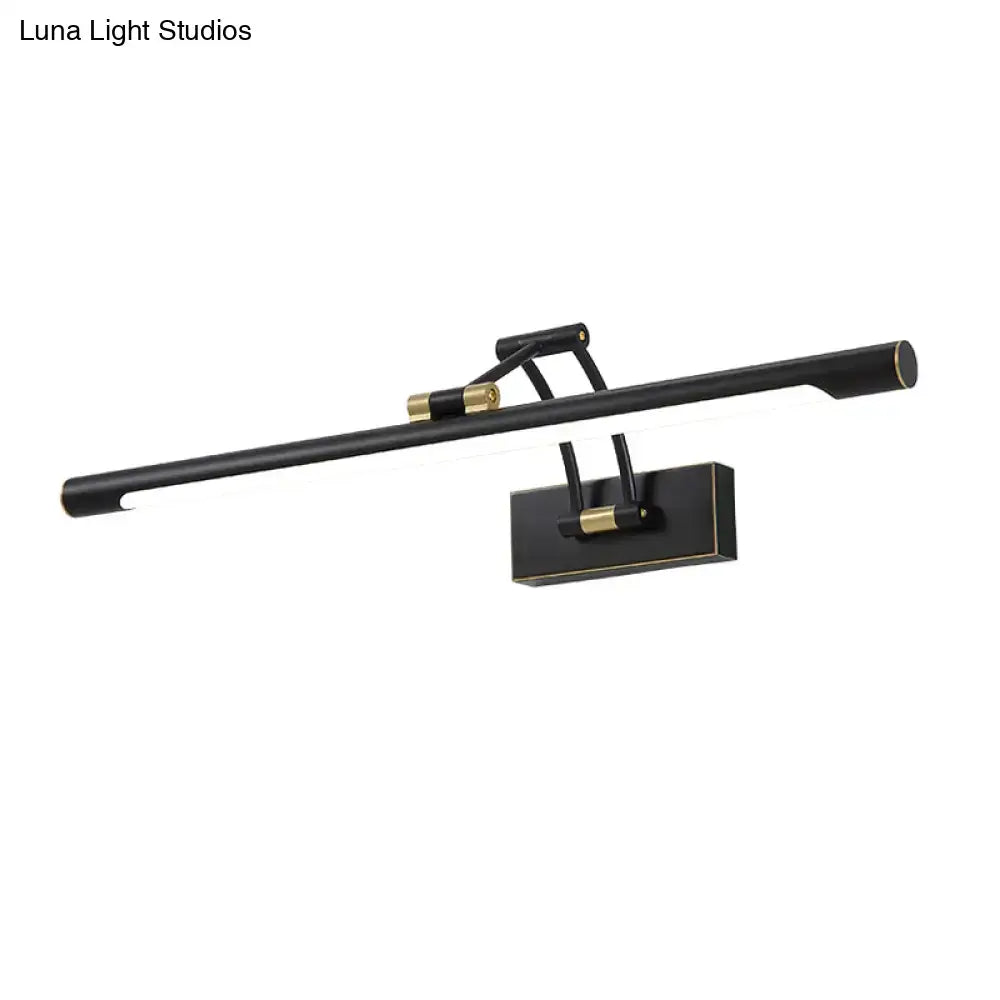 Black brass vanity light by Decorbites, long black bar with brass end caps and wall mount on Tampa Home & Garden Store