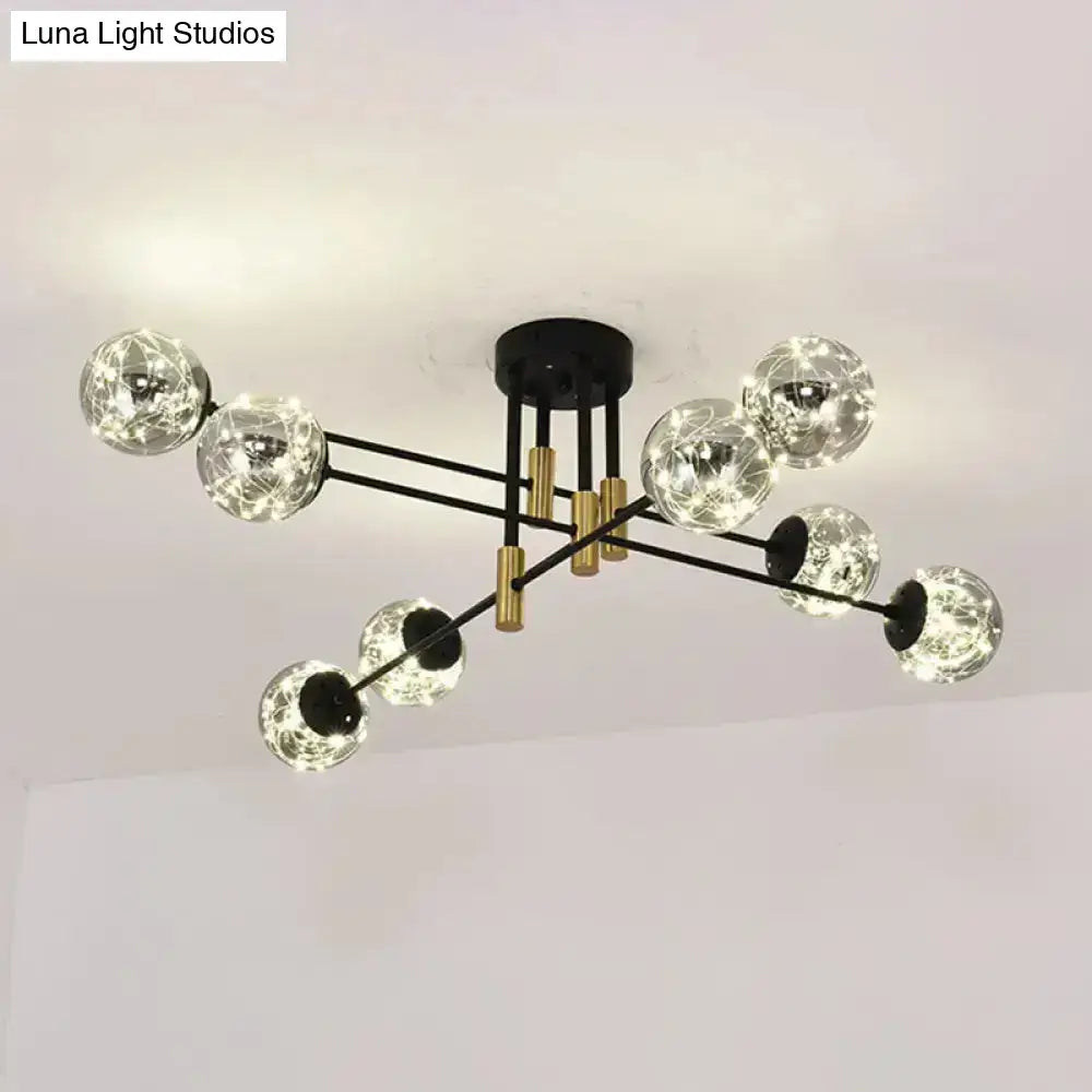 Black brass ball light ceiling chandelier with globe glass bulbs Decorbites on Tampa Home & Garden Store