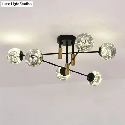 Black Brass Ball Light by Decorbites with six clear glass globes, brass accents on Tampa Home & Garden Store