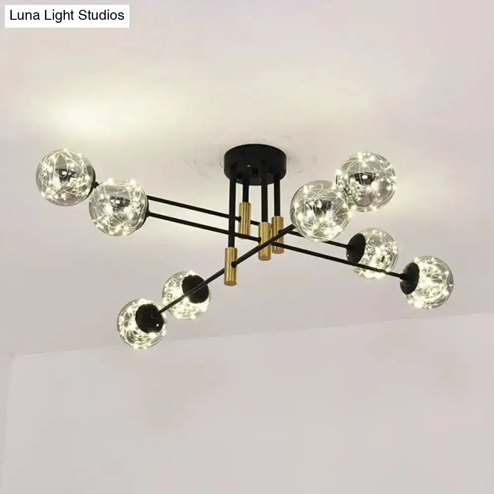 Black Brass Ball Light by Decorbites with 8 glass globe bulbs ceiling mount on Tampa Home & Garden Store