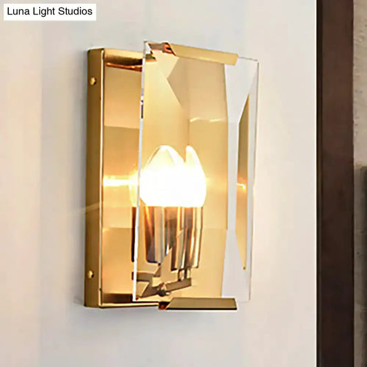 Modern black brass sconce wall lamp with faceted speckled glass shade on Tampa Home & Garden Store