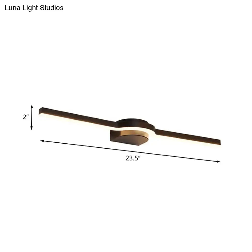 Black brass slim line vanity light by Decorbites, 23.5" span, 2" height on Tampa Home & Garden Store