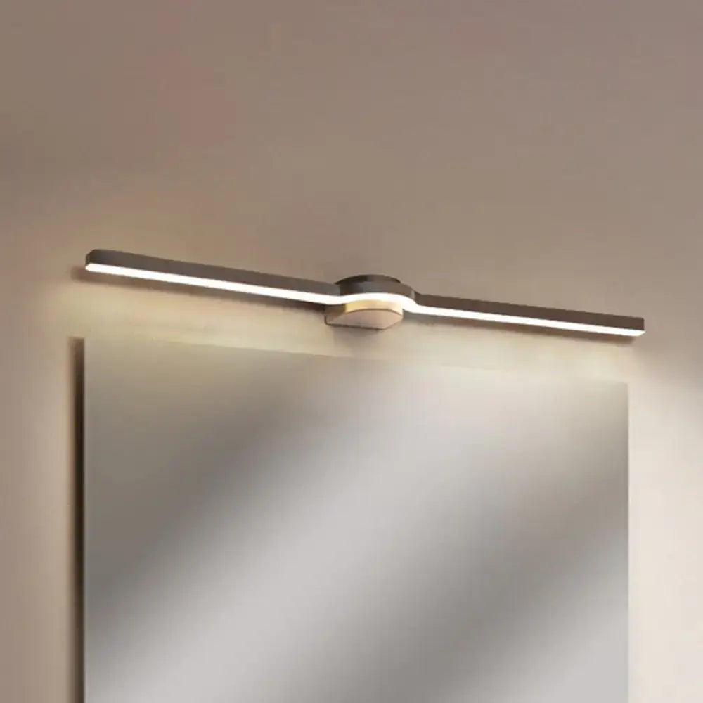 Black Brass Slim Line Vanity Light with LED bar above mirror on Tampa Home & Garden Store