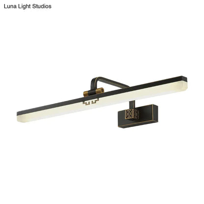 Black Brass Linear Adjustable Vanity Light by Decorbites with frosted diffuser and gold trim on Tampa Home & Garden Store