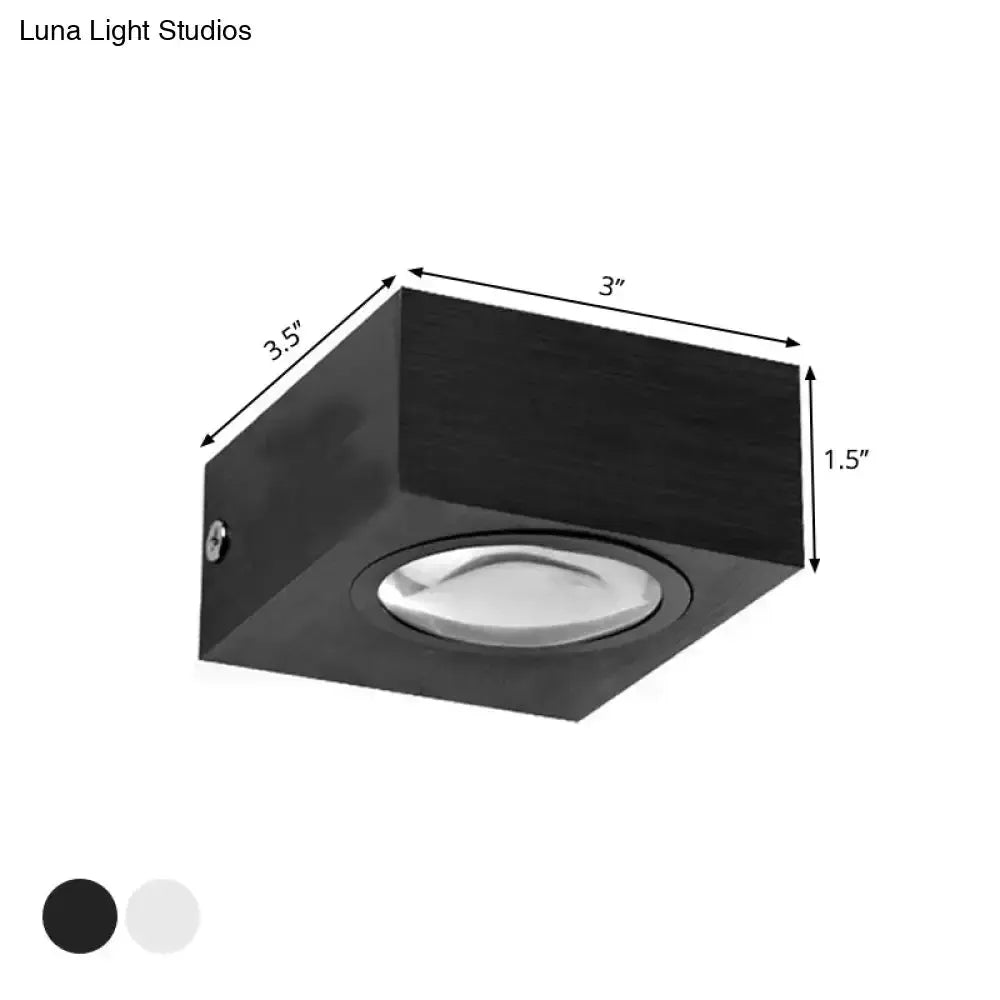 RGB wall light in black with brushed silver finish; block with circular LED lens for corridors on Tampa Home & Garden Store