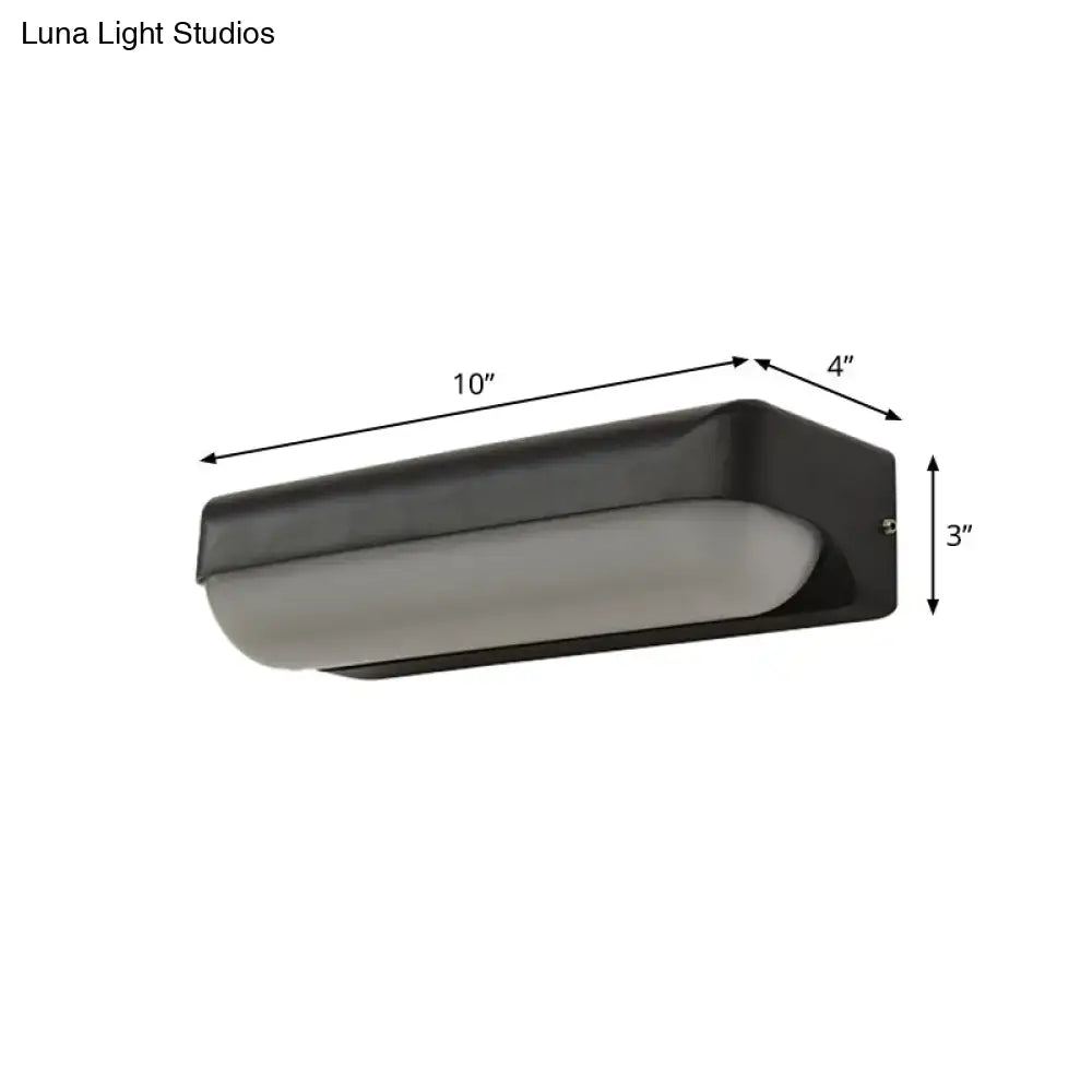 Black capsule flush mount wall sconce with frosted glass shade, 10in long Decorbites on Tampa Home & Garden Store