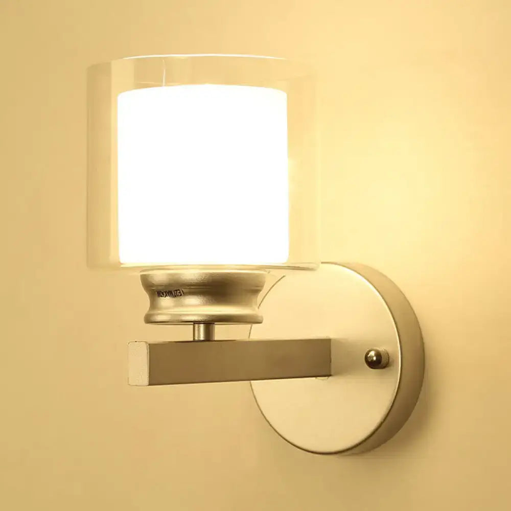 Black Chrome Glass Sconce by Decorbites with frosted glass shade on Tampa Home & Garden Store