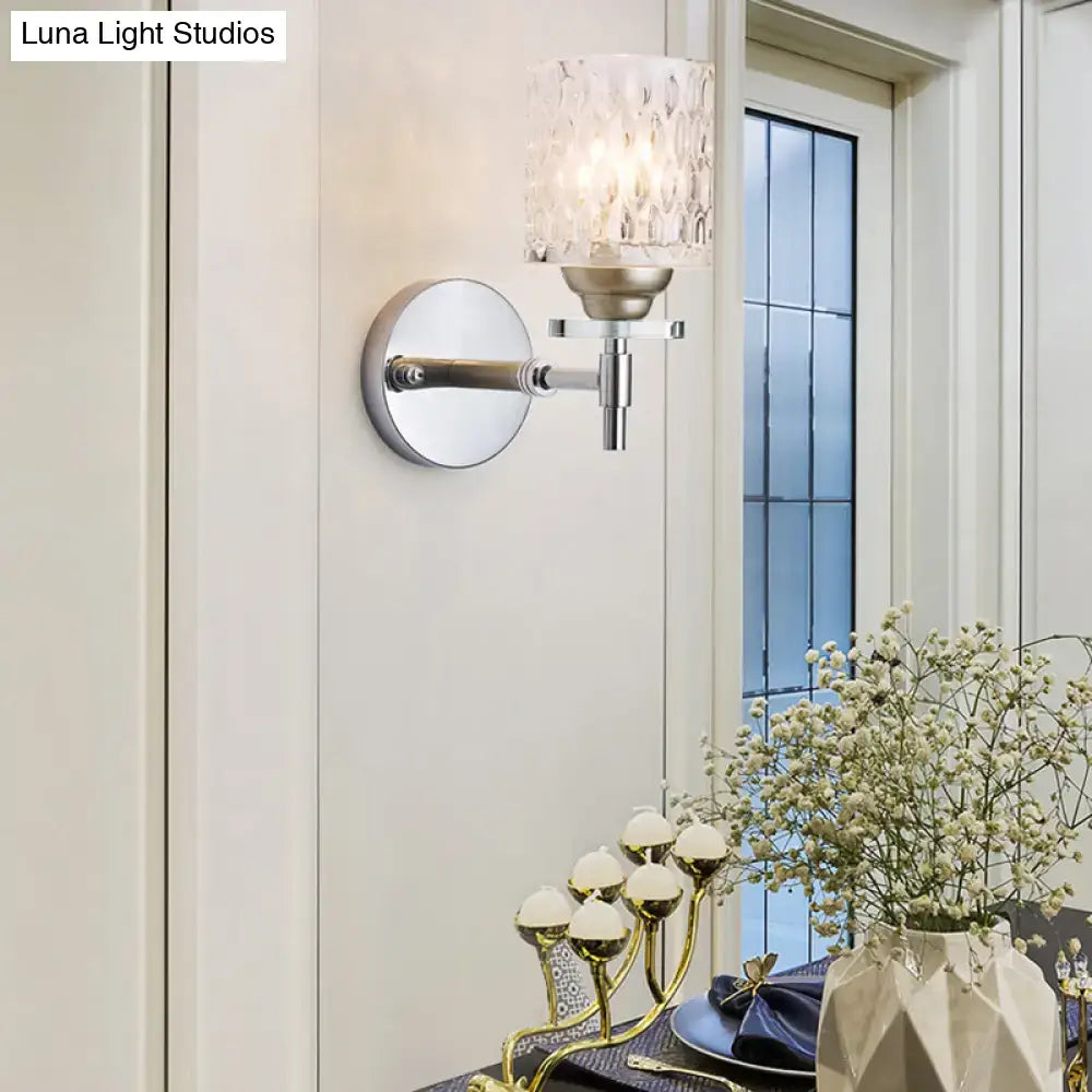 Black Chrome Dimpled Sconce Textured Glass wall light with round backplate on Tampa Home & Garden Store