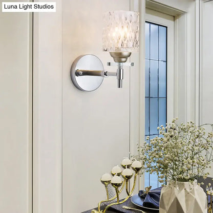 Black Chrome Dimpled Sconce Textured Glass wall light with round backplate on Tampa Home & Garden Store