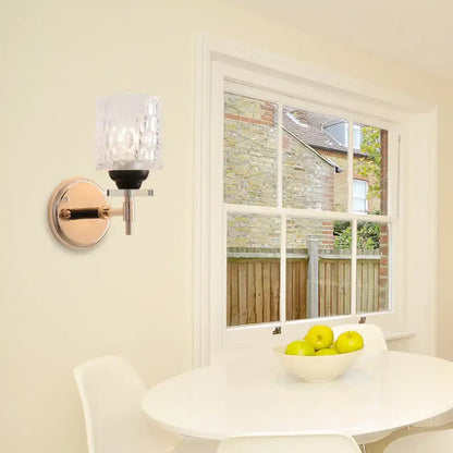 Black Chrome Dimpled Sconce Textured Glass wall light by Decorbites with textured glass shade on Tampa Home & Garden Store