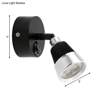 Black Chrome Rotatable Sconce by Decorbites, wall-mounted with 2-inch lamp head on Tampa Home & Garden Store