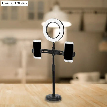 Black USB Wall Light with circular ring light and dual phone mounts on adjustable stand on Tampa Home & Garden Store