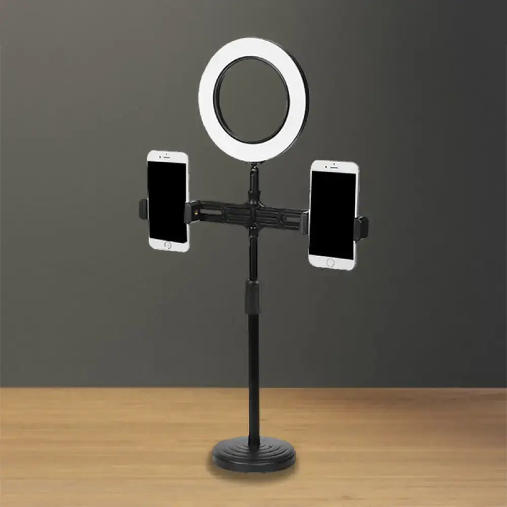 Black USB Wall Light ring light with dual phone mounts on adjustable stand by Decorbites on Tampa Home & Garden Store