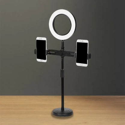 Black USB Wall Light ring light with dual phone mounts on adjustable stand by Decorbites on Tampa Home & Garden Store