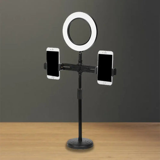 Black USB Wall Light ring light with dual phone mounts on adjustable stand by Decorbites on Tampa Home & Garden Store