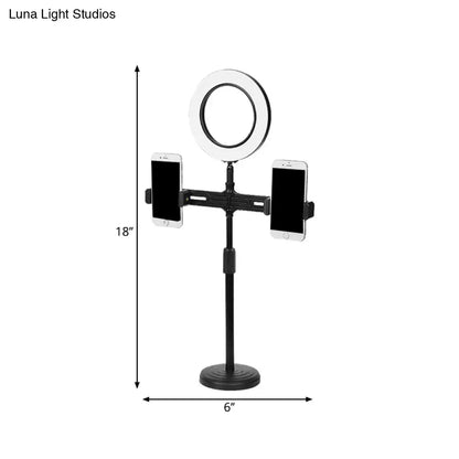 Decorbites Black USB Wall Light with ring light and dual phone mounts on stand on Tampa Home & Garden Store
