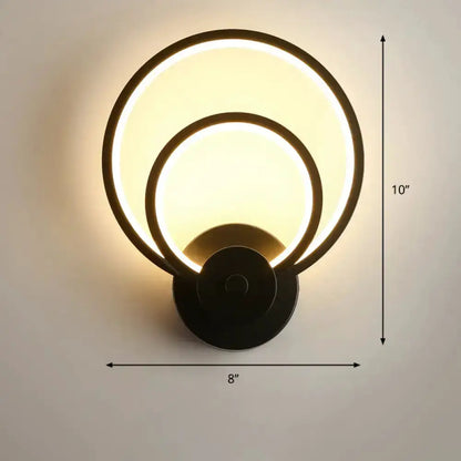 Modern Black Circular LED Bedroom Wall Sconce