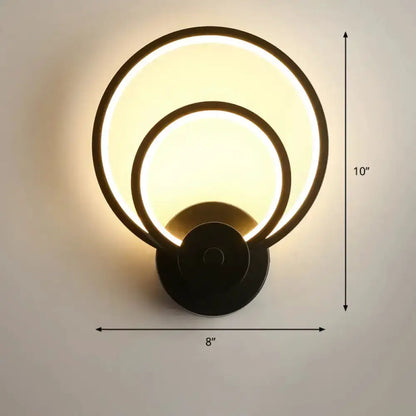 Modern Black Circular LED Bedroom Wall Sconce