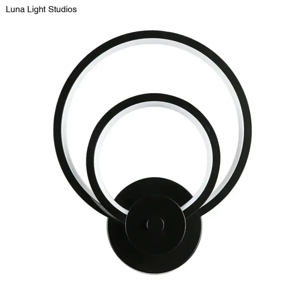 Modern Black Circular LED Bedroom Wall Sconce