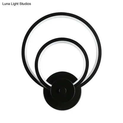Modern Black Circular LED Bedroom Wall Sconce