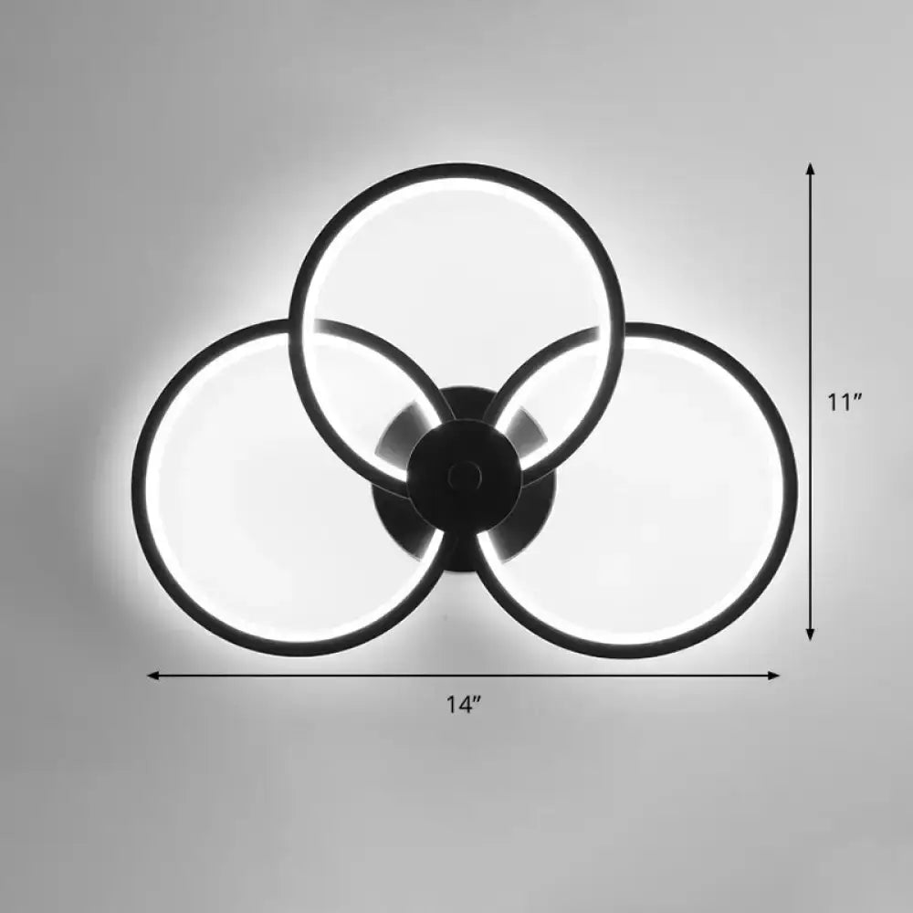 Modern Black Circular LED Bedroom Wall Sconce