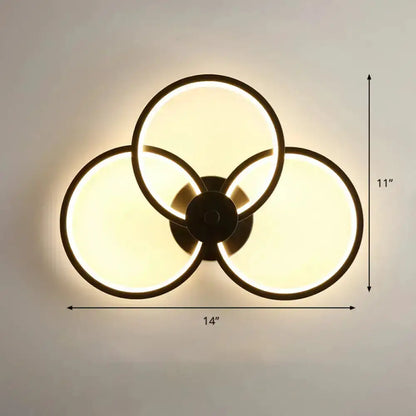 Modern Black Circular LED Bedroom Wall Sconce