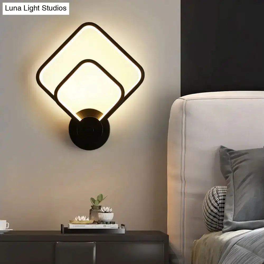 Modern Black Circular LED Bedroom Wall Sconce