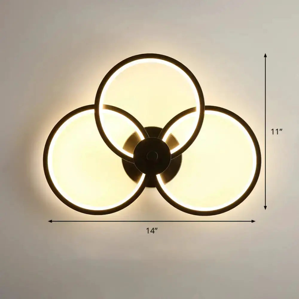 Modern Black Circular LED Bedroom Wall Sconce
