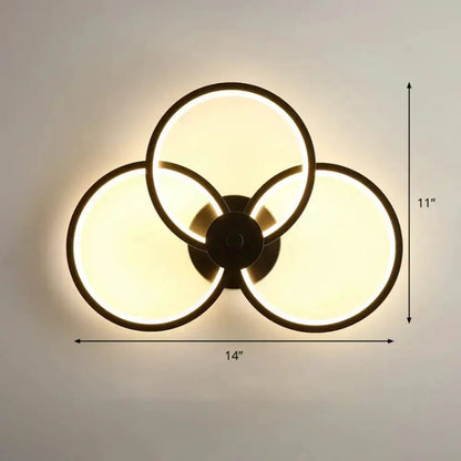 Modern Black Circular LED Bedroom Wall Sconce