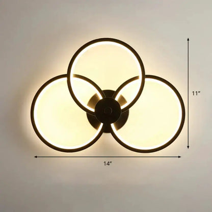 Modern Black Circular LED Bedroom Wall Sconce