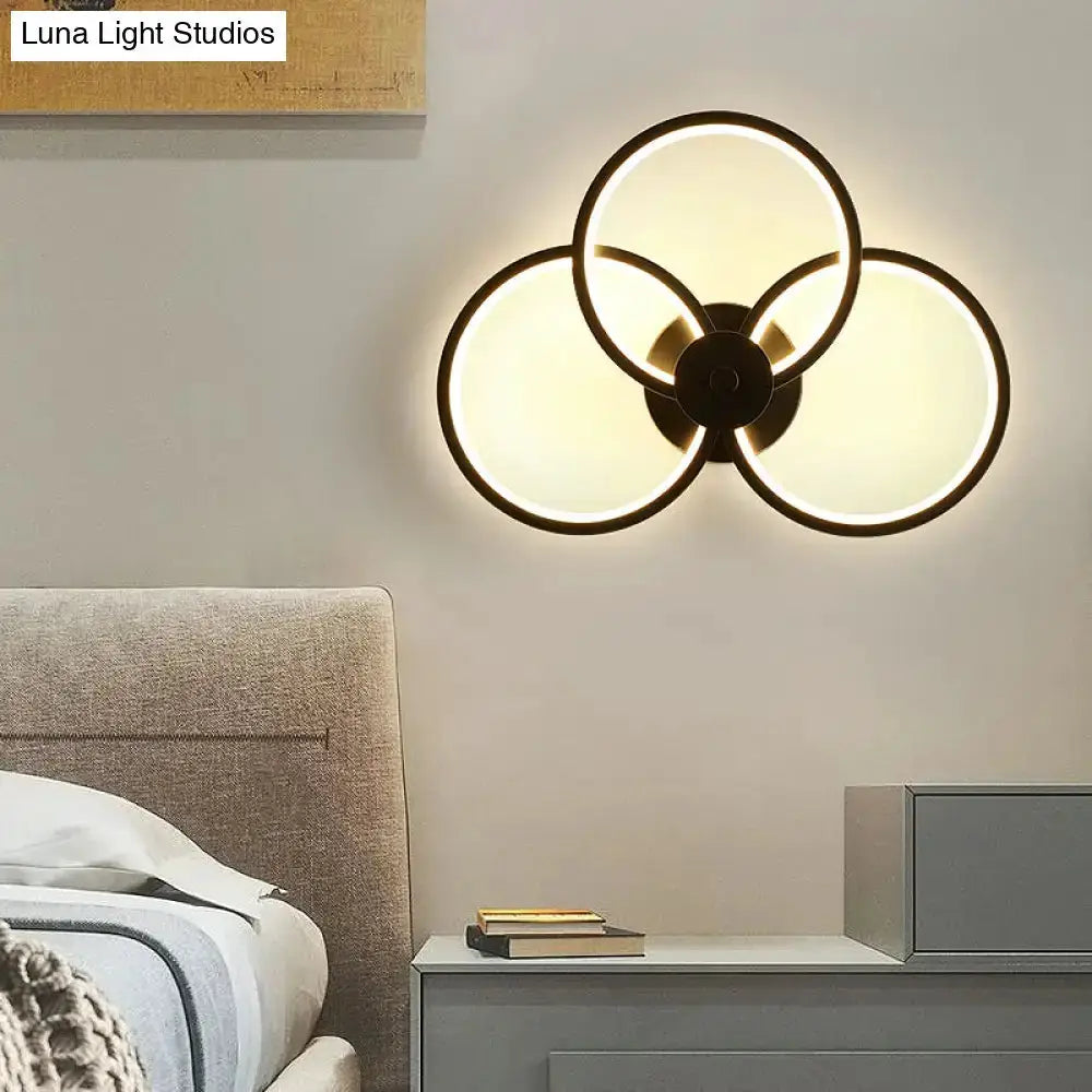 Modern Black Circular LED Bedroom Wall Sconce