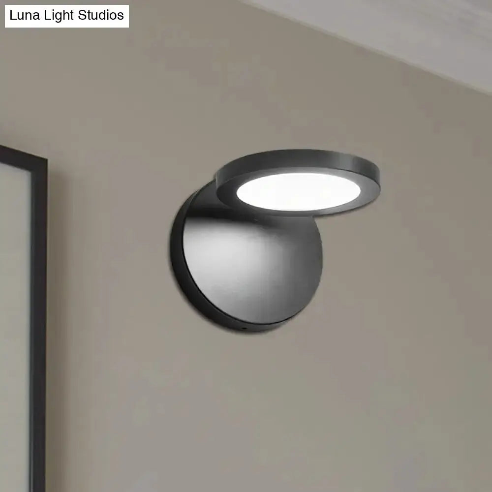 Modern Black Circular LED Wall Lamp for Bedroom